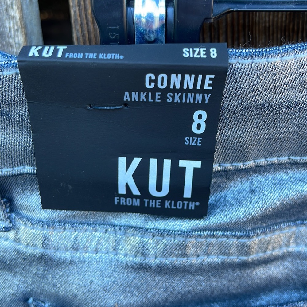 Kut From The Kloth Pants 8 Connie Ankle Zip Silver NWT Skinny Stretch New - Picture 11 of 16